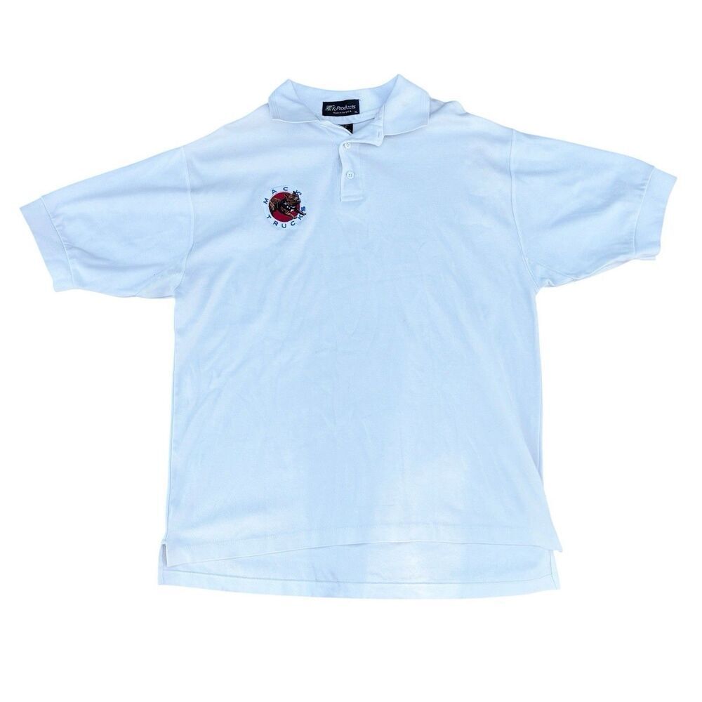 Mack Trucks Men's‎ XL Polo Shirt White Short Sleeve Embroidered Logo k-product